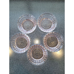 Set of 5 Vintage KIG Pink Depression Glass Dessert Bowls Pressed Glass